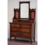 Edwardian walnut dressing chest fitted with two short and two long drawers, W107cm, H174cm,
