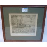 'Scarborough Harbour', Michael Atkin etching c1976 signed and titled in pencil 17cm x 19.