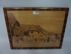 Marquetry panel depicting village scene 'Westhoffen',