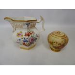 Early 20th Century Royal Worcester lidded jar and a Victorian jug hand painted with floral sprays
