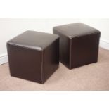 Pair brown leather upholstered stools Condition Report <a href='//www.