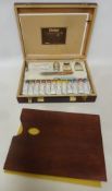 Rowney artist painting box enclosing oil paints boards etc Condition Report <a