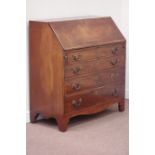 Early 19th century mahogany fall front bureau fitted with four graduating drawers and fitted