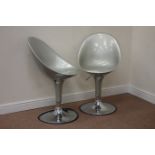 Pair silver finish swivel chairs with chrome bases Condition Report <a