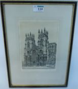 'York Minster' etching Graham Clilverd,