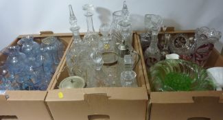 Ruby overlaid glass, coloured glass, decanters,