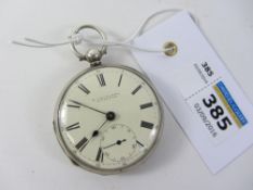 Victorian small silver key wound pocket watch signed M Drielesma Liverpool no 1268 case by Ralph