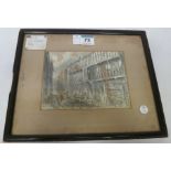 'Old Kings Head, High Street', Grisaille F S Smith signed lower left, label verso ' F.