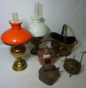 Copper kettles, Svea 126 stove, coal bucket,