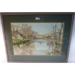 'River Nidd at Knaresborough', watercolour signed by Angus Rands (1922-1985),