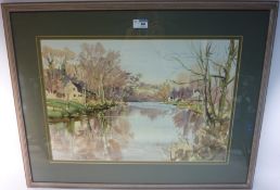 'River Nidd at Knaresborough', watercolour signed by Angus Rands (1922-1985),