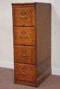 20th century vintage oak four drawer filing cabinet, W41cm, H134cm,