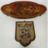 19th Century Bead work armorial table coaster and another plaque Condition Report