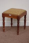 19th century square walnut stool raised on turned base Condition Report <a