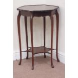 Early 20th century mahogany shaped top centre table with undertier, D51cm,