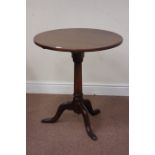 19th century and later circular oak top table raised on later turned tripod base, D66cm,
