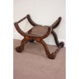 20th century Dutch style inlaid x-framed stool,