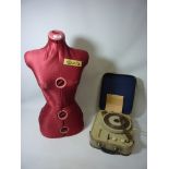 A Diana Autoset adjustable tailor's dummy and a Westminster record player,