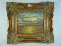 'Sunset' oil on board M E Crossley signed 1967 lower right 20cm x 25cm Condition Report