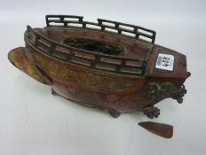 19th century Japanese bronze incense burner in the form of a boat,