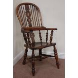 19th century elm and ash hoop, stick and splat back Windsor chair,