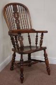 19th century elm and ash hoop, stick and splat back Windsor chair,