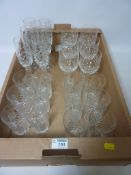 Sets of six champagne flutes, wine goblets,