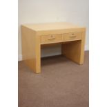 Maple wood finish desk fitted with two drawers, W100cm, H72cm,