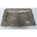 Early 20th century Japanese silver plated tray, of rectangular form with dragon border,