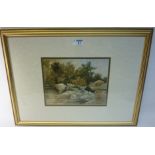 River Fishing off the Rocks, watercolour signed by John C Syer Jnr.