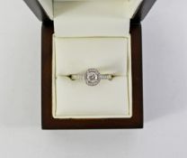 Platinum set diamond cluster ring with diamond shoulders hallmarked Condition Report