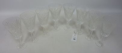 Set of six Tyrone cut crystal wine glasses with star base,