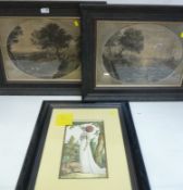 Pair framed etchings;