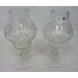 Pair of cut glass candle holders, H37cm Condition Report <a href='//www.