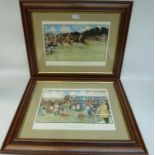 'Blue Market Races - Between the Races and The Finish' pair of re-published Cecil Aldin colour