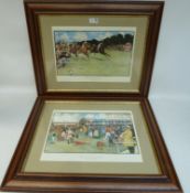 'Blue Market Races - Between the Races and The Finish' pair of re-published Cecil Aldin colour