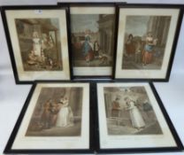 Set of five 'Cries of London' Plates 3, 4, 6, 10, 13 engravings, label verso 'W. W.