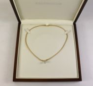 Yellow gold rope twist necklace with white gold set diamond stamped 750 18k Condition