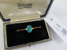 Art Deco bar brooch set with black opal tested to 14/15ct Condition Report <a