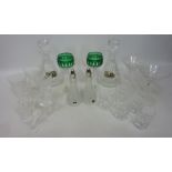 A pair of Waterford Clarendon emerald green hock cut Glasses,