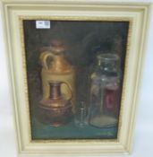 'The Antique Vase' still life oil on board signed by Harold Pye (Fylingdales Group mid 20th