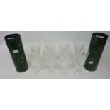 Set of six Tyrone cut crystal 'Antrim white wine' glasses and two others,