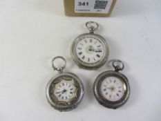 Two late 19th century Swiss hallmarked silver fob watches and a small English hallmarked silver