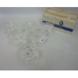 Set of six Waterford cut crystal 'Tyrone' pattern champagne glasses,