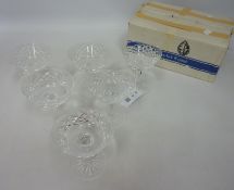 Set of six Waterford cut crystal 'Tyrone' pattern champagne glasses,