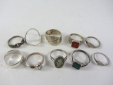 Collection of stone set, marcasite, cameo and other silver rings hallmarked,