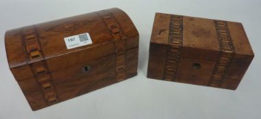 Two mahogany and Tunbridge ware tea caddies Condition Report <a href='//www.