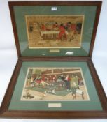 After Cecil Aldin (1870-1935): 'The Hunt Supper' and 'The Hunt Breakfast pair original colour print