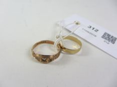Two gold rings hallmarked 9ct approx 3.9gm Condition Report <a href='//www.