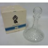 Waterford cut glass ships decanter, with original box, H26.